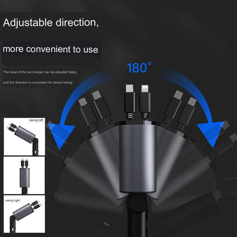 The Ultimate 4-in-1 Retractable Car Charger – Tidy, Fast & Powerful