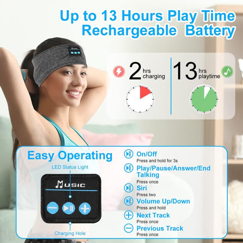Wireless Bluetooth Headband – Sleep & Sports Headphones with Noise Cancellation & Long Battery Life