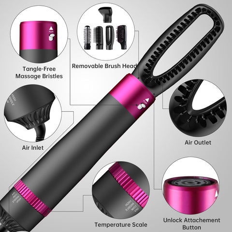 "5-in-1 Hair Dryer Brush – Fast Drying, Straightening & Curling with Negative Ion Technology"