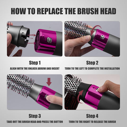 "5-in-1 Hair Dryer Brush – Fast Drying, Straightening & Curling with Negative Ion Technology"
