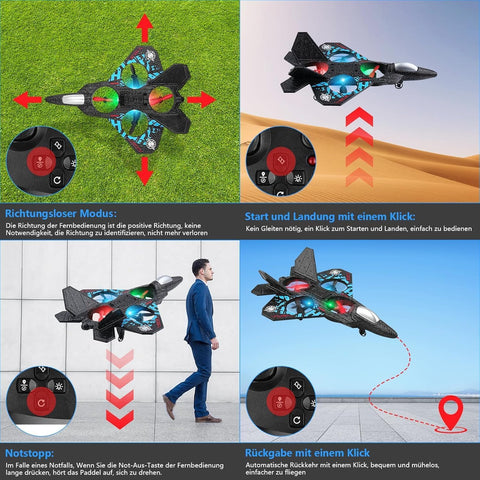 SkyBlaze 360 – Intelligent LED RC Stunt Plane with Self-Stabilizing System