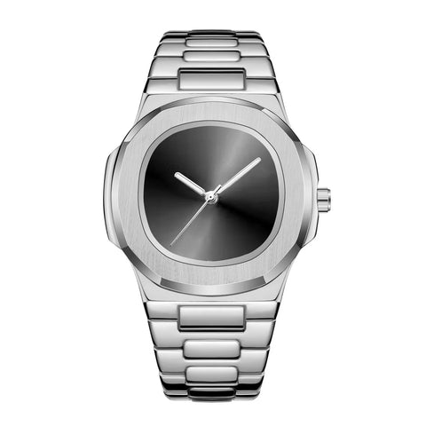 PINTIME Men's Watches Business Stainless Steel Simple Classic Quartz Watch Waterproof Luminous Round Male Relogio