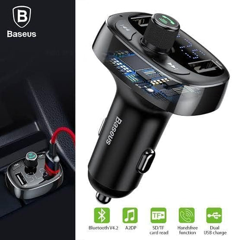 Baseus FM Transmitter Aux Modulator Bluetooth Car Charger Kit