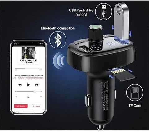 Baseus FM Transmitter Aux Modulator Bluetooth Car Charger Kit